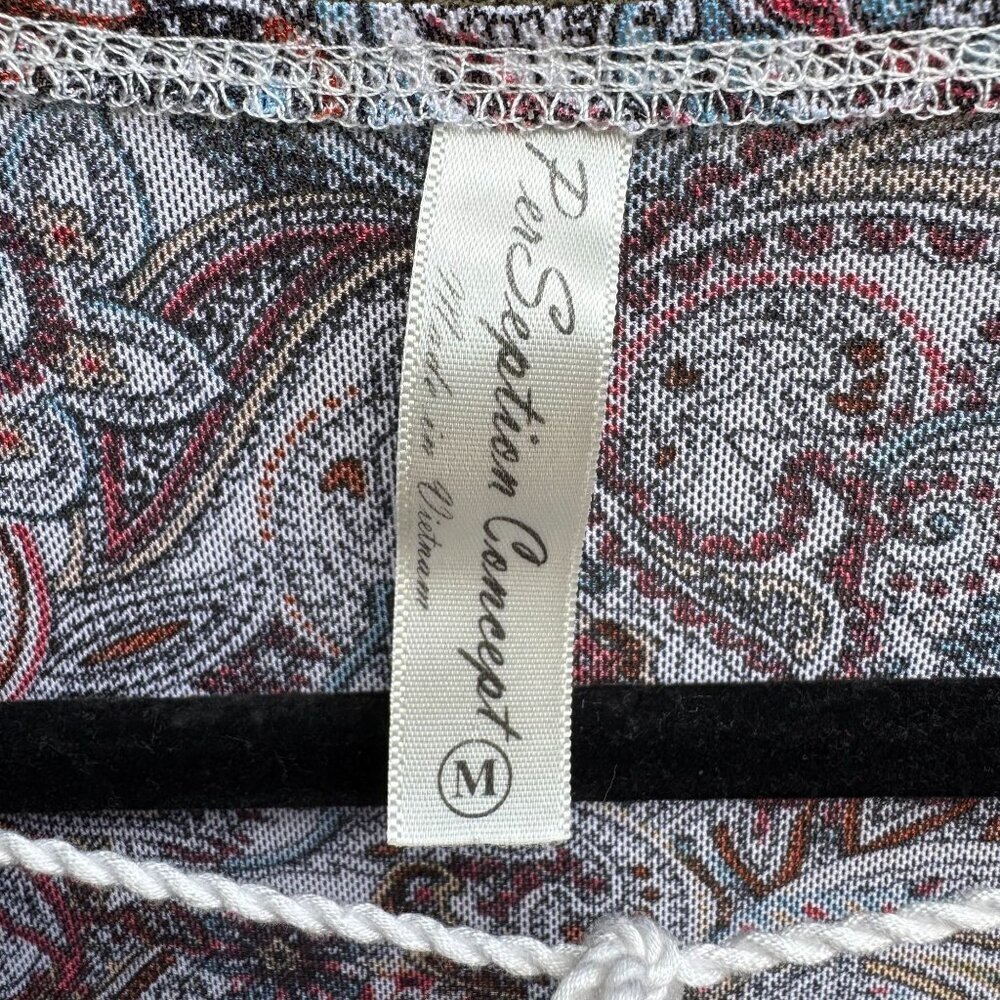 PerSeption Paisley Boho Festival Top Hippie Flutter Sleeve Tassel Ethereal M - Picture 4 of 8